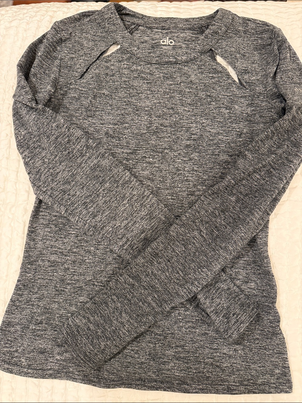 ALO Yoga Heathered Charcoal Crew Neck workout shirt